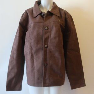 NWT Mens A Collezioni Italia Brown Button-Up Faux Suede Jacket XXL *